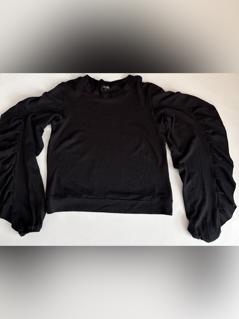 Wulfka Handmade Sweater Puff Sleeve Sweater Gray Tencel size Small - Picture 13 of 14